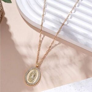 Rhinestone Virgin Mary Pendant